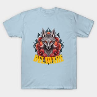 Delaware Gray Fox Surrounded By Peach Blossom T-Shirt